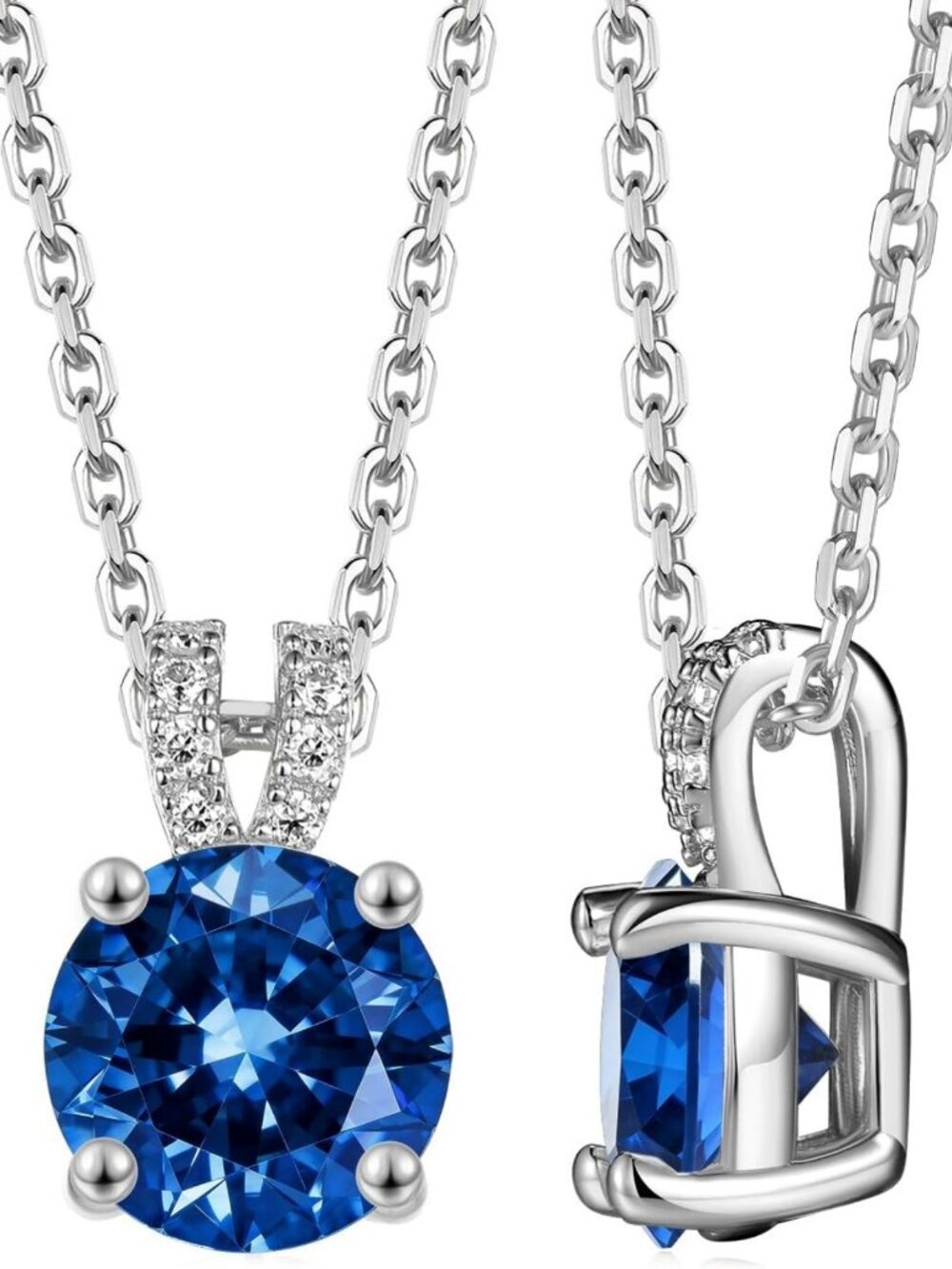 Stunning 925 Sterling Silver Necklace with Genuine Sapphire, Emerald & Ruby